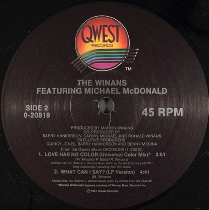 The Winans Featuring Michael McDonald : Love Has No Color (12")
