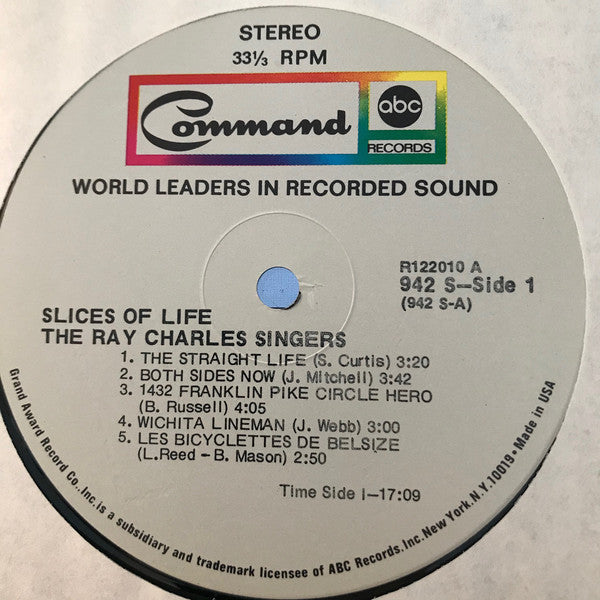 The Ray Charles Singers : Slices Of Life (LP, Album, Club, RCA)