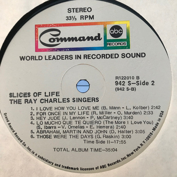 The Ray Charles Singers : Slices Of Life (LP, Album, Club, RCA)