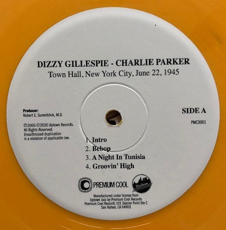 Dizzy Gillespie, Charlie Parker : Town Hall, New York City, June 22, 1945 (LP, Album, RSD, Ltd, Num, RE, Gol)