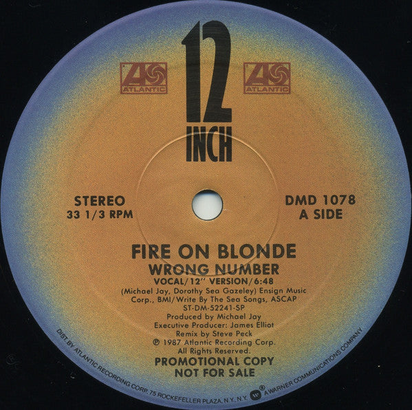 Fire On Blonde : Wrong Number (12", Promo)
