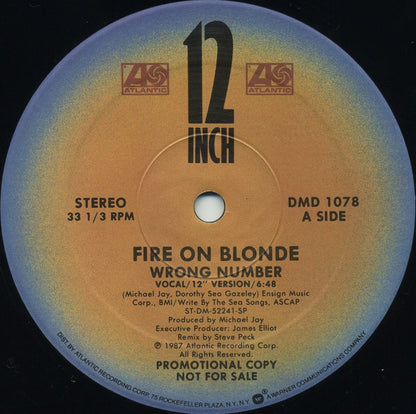 Fire On Blonde : Wrong Number (12", Promo)