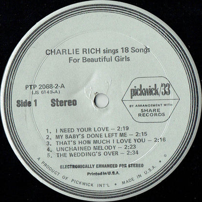 Charlie Rich : 2 Record Set (2xLP, Comp)