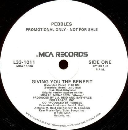 Pebbles : Giving You The Benefit (12", Promo)