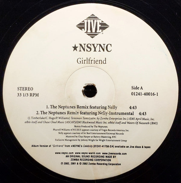 *NSYNC Featuring  Nelly : Girlfriend (The Neptunes Remix) (12")