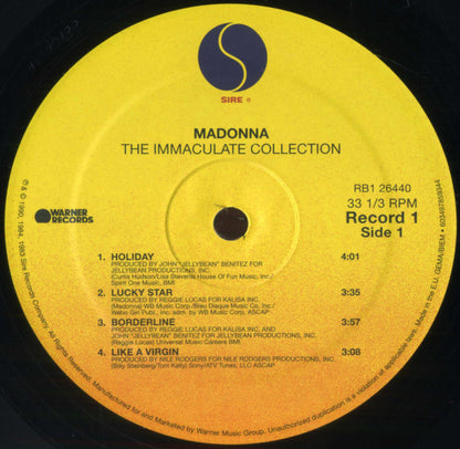 Madonna : The Immaculate Collection (2xLP, Album, Comp, RE, RP, Gat)