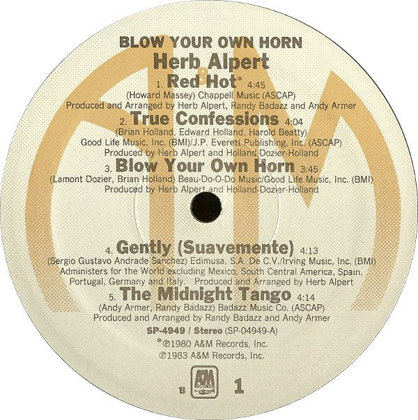 Herb Alpert : Blow Your Own Horn (LP, Album)