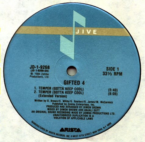 Gifted 4 : Temper (Gotta Keep Cool) (12")