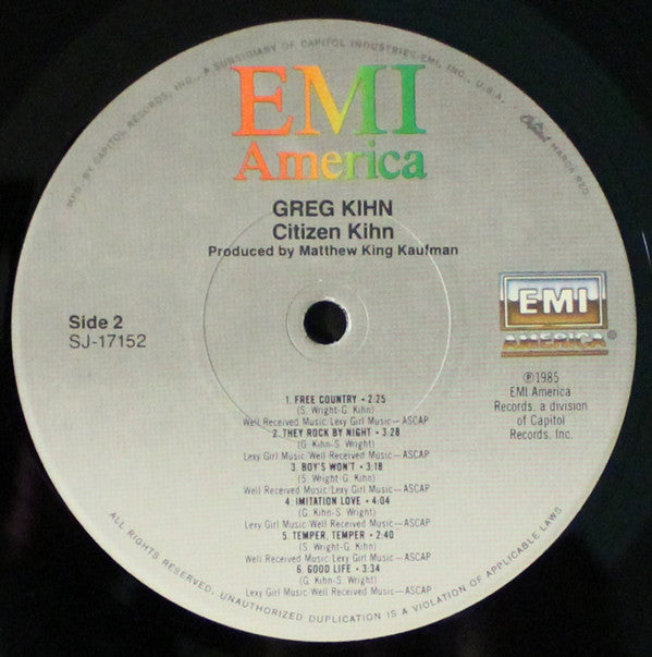 Greg Kihn : Citizen Kihn  (LP, Album, Los)