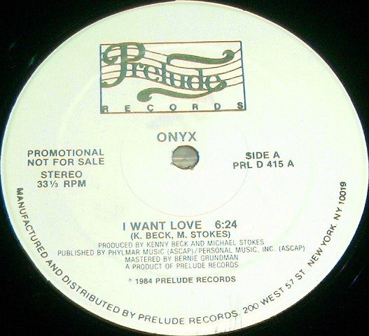 Onyx (6) : I Want Love (12", Promo)