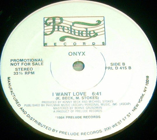 Onyx (6) : I Want Love (12", Promo)