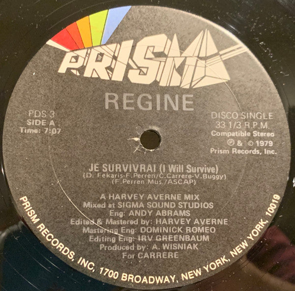 Régine : Je Survivrai (I Will Survive) / I'll Never Stop Dancin' (12")