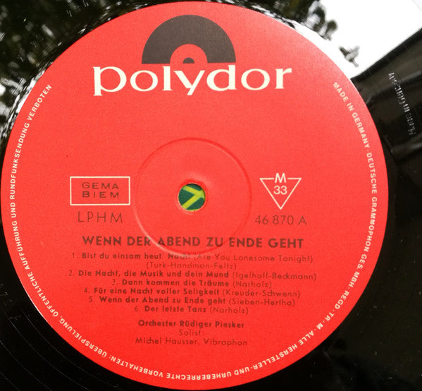Orchester Rüdiger Piesker, Michel Hausser : Wenn Der Abend Zu Ende Geht (Melodien Zum Tanzen Und Träumen) (LP, Album, Mono)