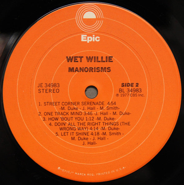 Wet Willie : Manorisms (LP, Album, Pit)
