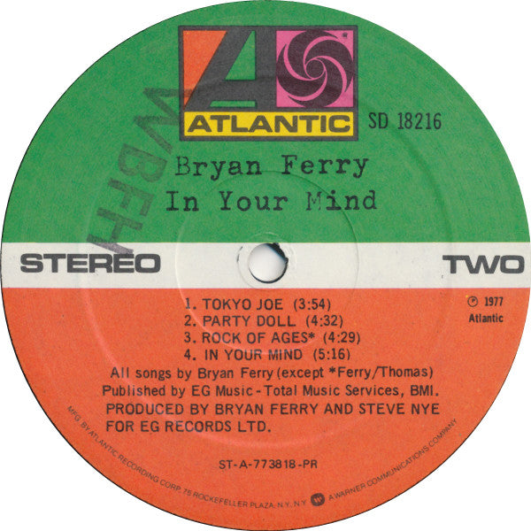 Bryan Ferry : In Your Mind (LP, Album, Pre)