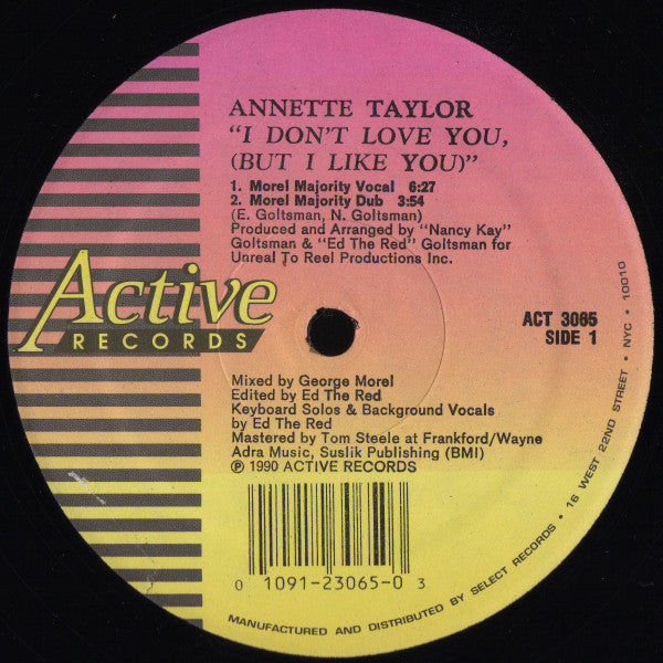 Annette Taylor : I Don't Love You, (But I Like You) (12")