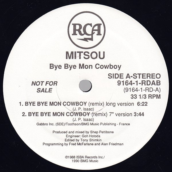 Mitsou : Bye Bye Mon Cowboy (12", Promo)