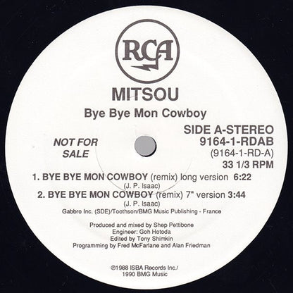 Mitsou : Bye Bye Mon Cowboy (12", Promo)