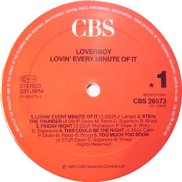 Loverboy : Lovin' Every Minute Of It (LP, Album)
