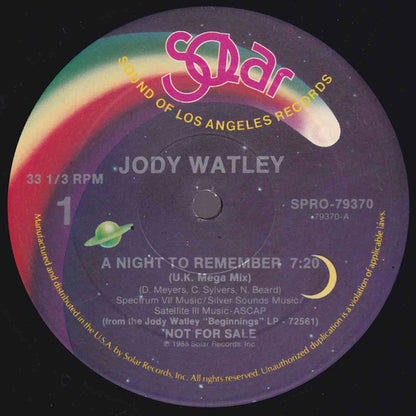 Jody Watley : A Night To Remember (12", Single, Promo)