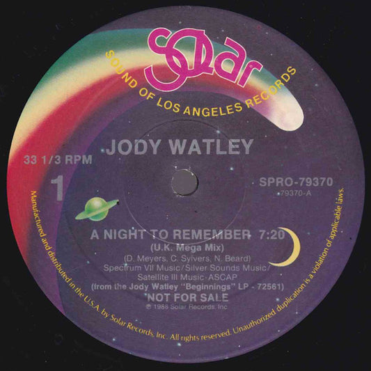 Jody Watley : A Night To Remember (12", Single, Promo)