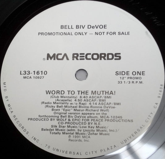 Bell Biv Devoe : Word To The Mutha! (12", Promo)