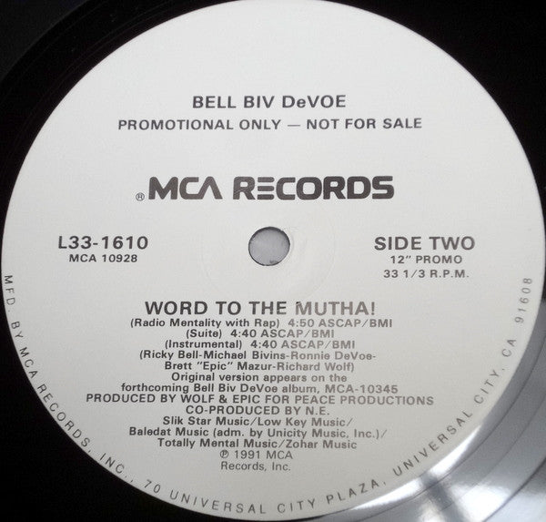 Bell Biv Devoe : Word To The Mutha! (12", Promo)