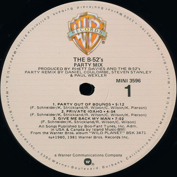 The B-52's : Party Mix! (LP, MiniAlbum, Ltd, Mixed, All)