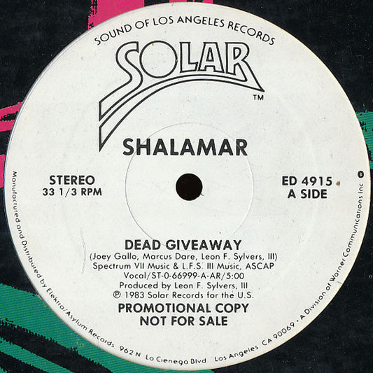 Shalamar : Dead Giveaway (12", Promo)