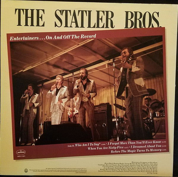 The Statler Brothers : Entertainers...On And Off The Record (LP, Album, Ter)