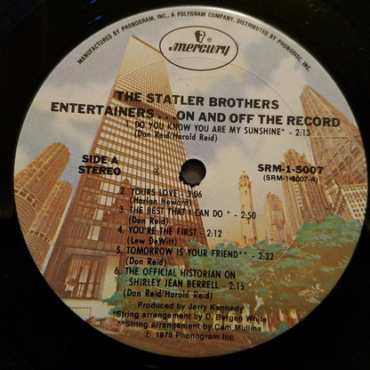 The Statler Brothers : Entertainers...On And Off The Record (LP, Album, Ter)