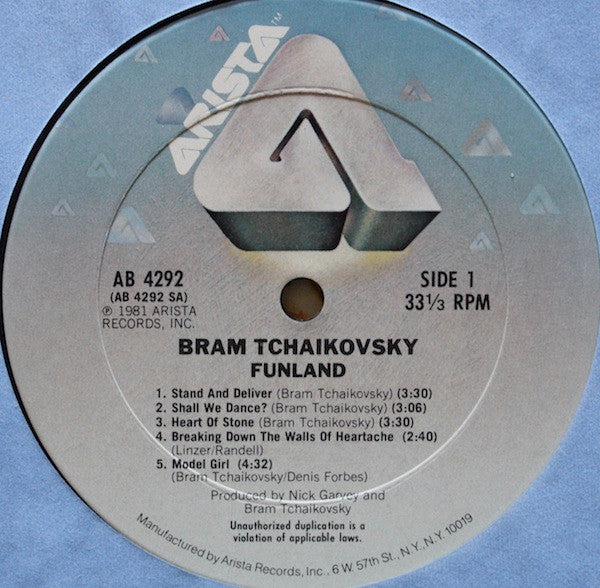 Bram Tchaikovsky : Funland (LP, Album, San)