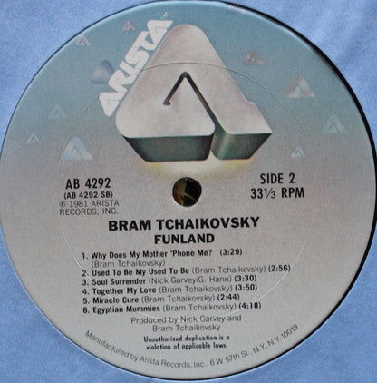 Bram Tchaikovsky : Funland (LP, Album, San)
