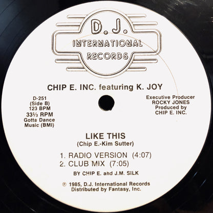 Chip E. Featuring K. Joy : Like This (12", Bla)
