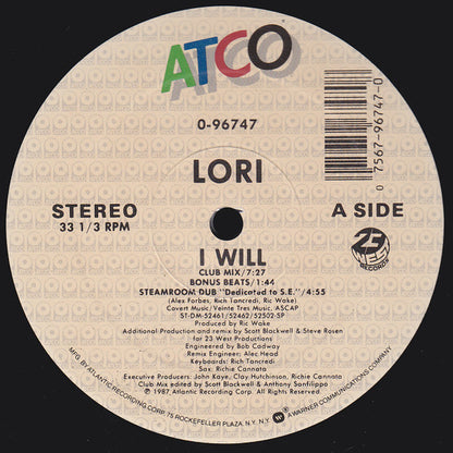 Lori Zee : I Will (12", Single)