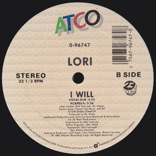 Lori Zee : I Will (12", Single)
