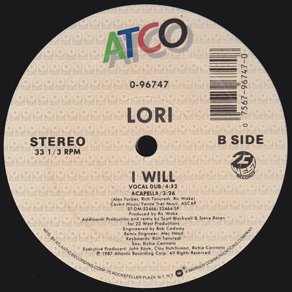 Lori Zee : I Will (12", Single)