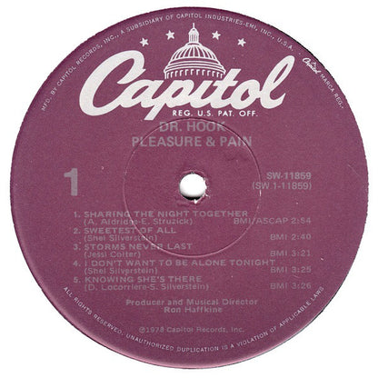 Dr. Hook : Pleasure & Pain (LP, Album, Jac)