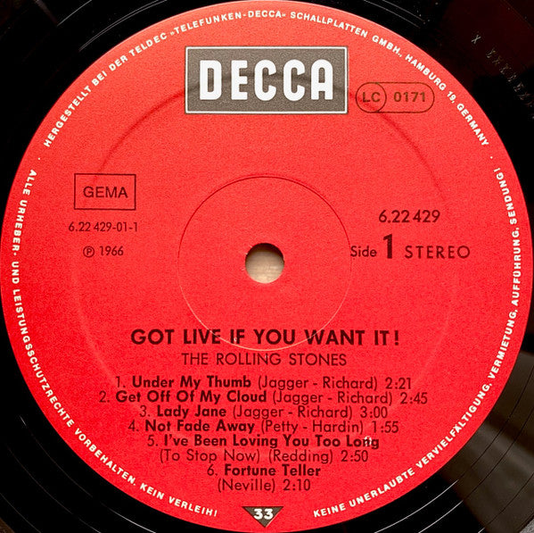 The Rolling Stones : Got Live If You Want It! (LP, Album)