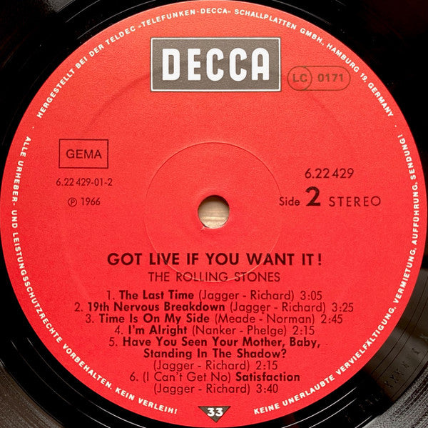The Rolling Stones : Got Live If You Want It! (LP, Album)