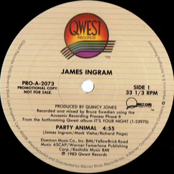 James Ingram : Party Animal (12", Promo)
