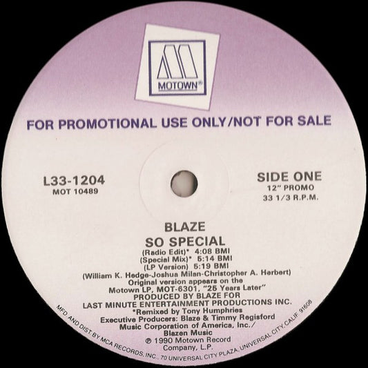 Blaze : So Special (12", Promo)
