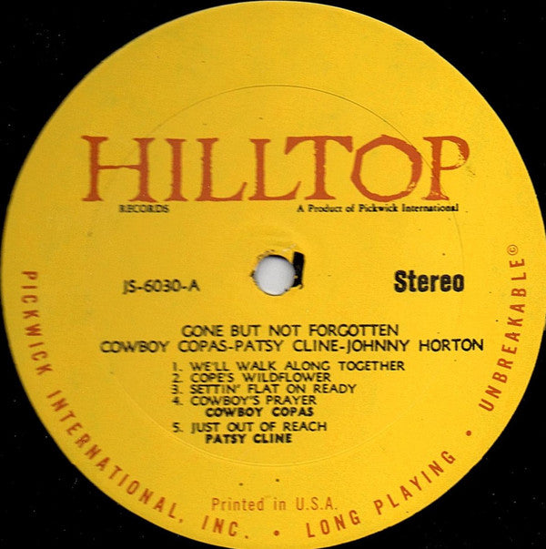 Patsy Cline / Johnny Horton / Cowboy Copas : Gone But Not Forgotten (LP, Comp)