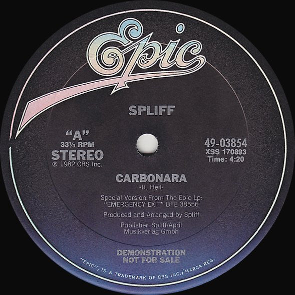 Spliff : Carbonara / Deja Vu (12", Promo)