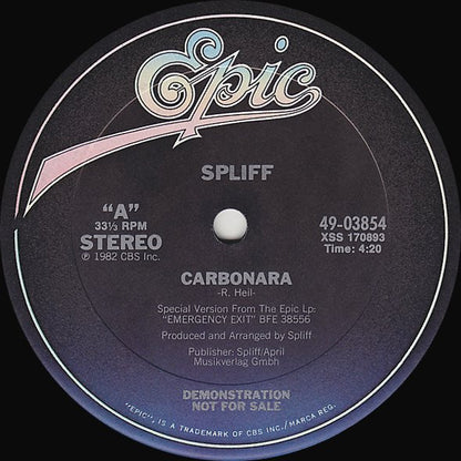 Spliff : Carbonara / Deja Vu (12", Promo)