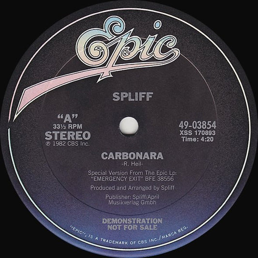 Spliff : Carbonara / Deja Vu (12", Promo)