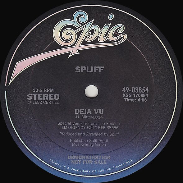 Spliff : Carbonara / Deja Vu (12", Promo)
