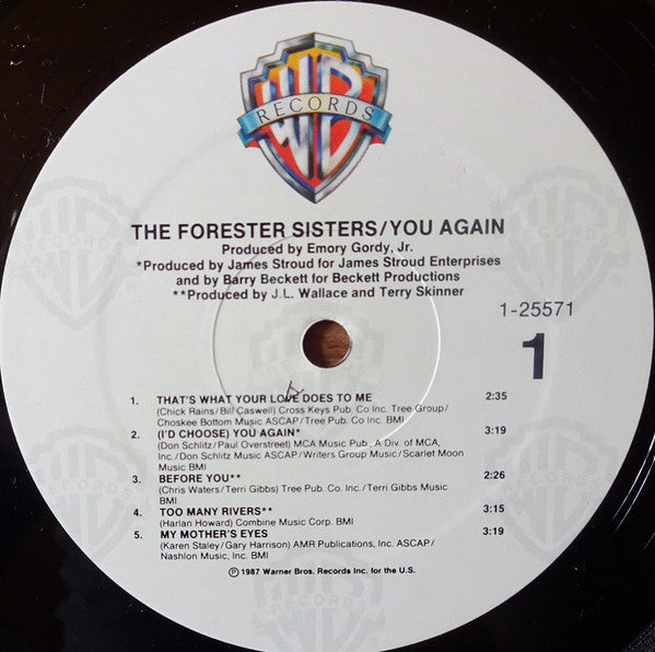 The Forester Sisters : You Again (LP, Album)