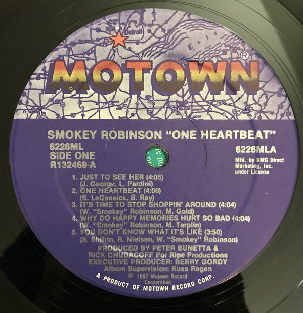 Smokey Robinson : One Heartbeat (LP, Album, Club, BMG)