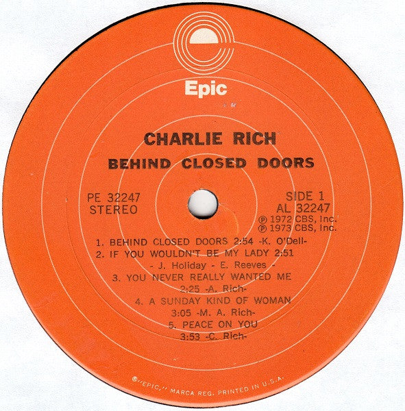Charlie Rich : Behind Closed Doors (LP, Album, RE, Ter)